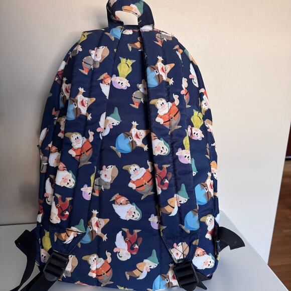 Disney Loungefly Seven Dwarfs Snow White Navy Blue Nylon Backpack  EUC - Picture 3 of 6